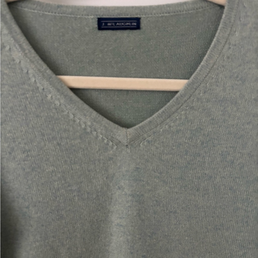 J. McLaughlin Cashmere Mint Sage Green V-neck Sweater. - Picture 2 of 5